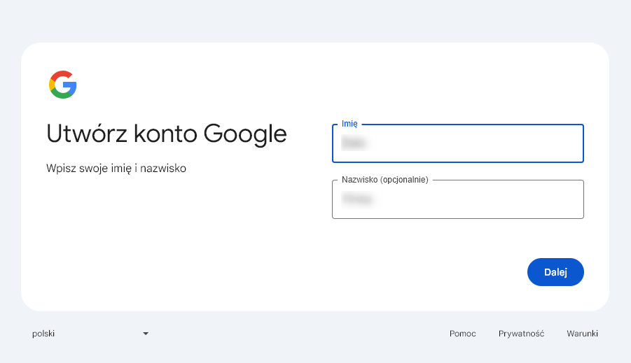 Konto Google Imię i Nazwisko